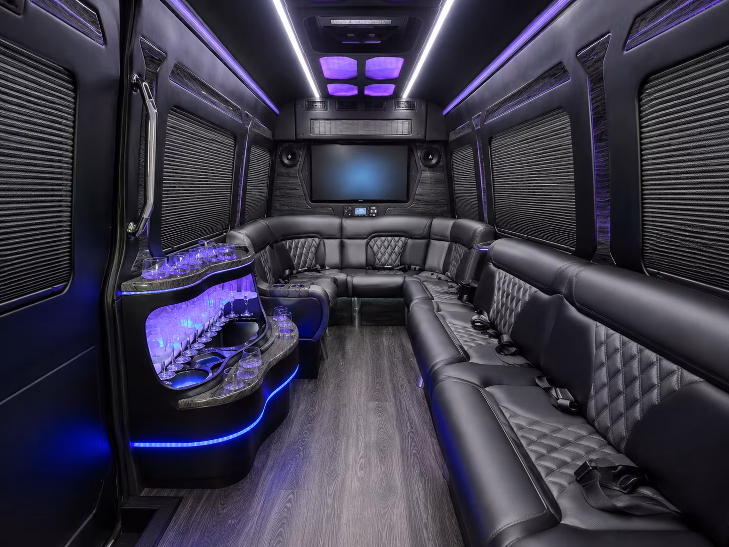 newton 25 passenger party bus interior